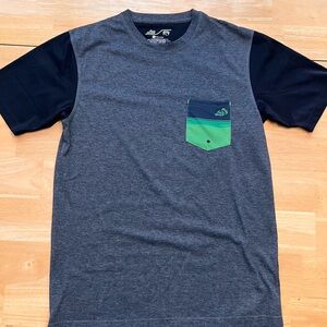 Reebok Gray and Navy T-Shirt with Green Pocket